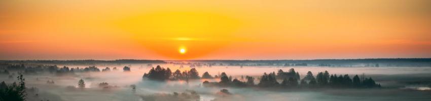 Amazing sunrise sunset over misty landscape sceni 2023 11 27 05 16 08 utc