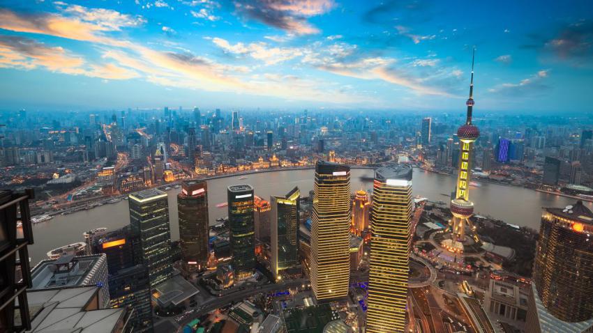 Shanghai in sunset