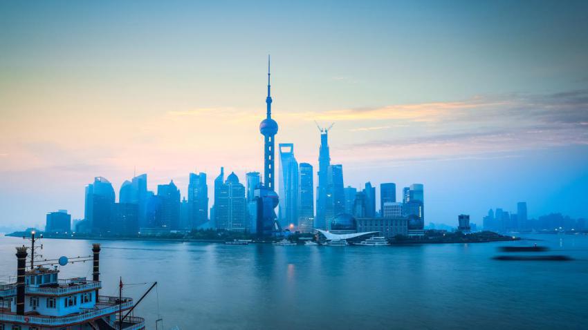 Shanghai skyline in daybreak