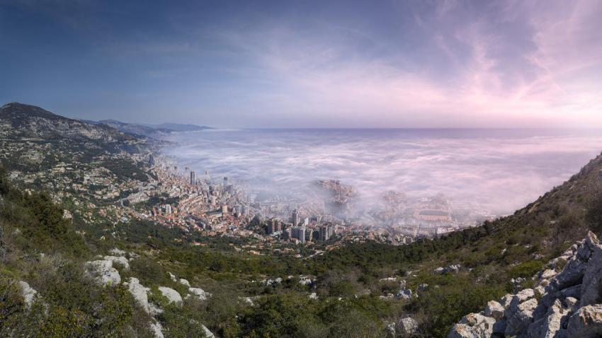Spring Fog over the Principality of Monaco by Crevisio