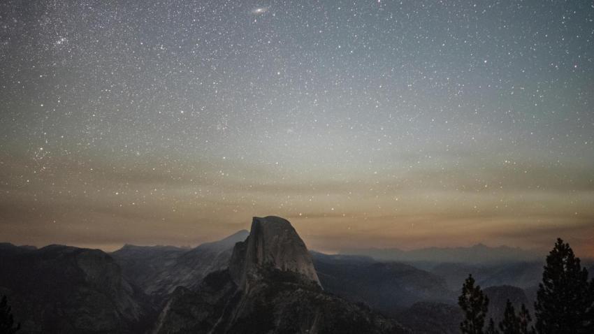 Starry night over Half Dome Yosemite