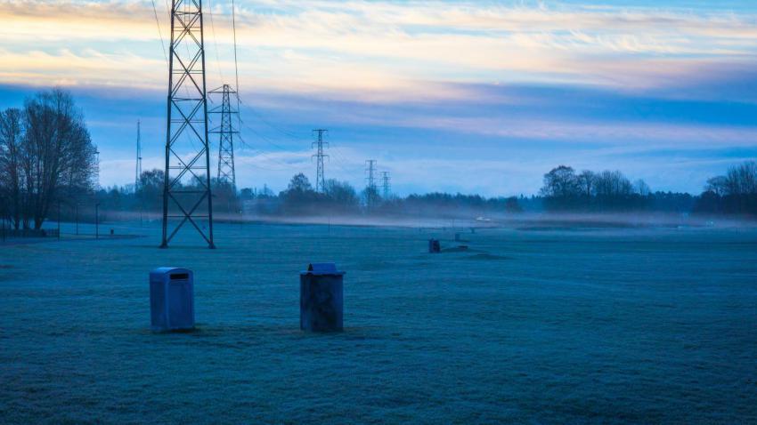 Trash cans and power lines
