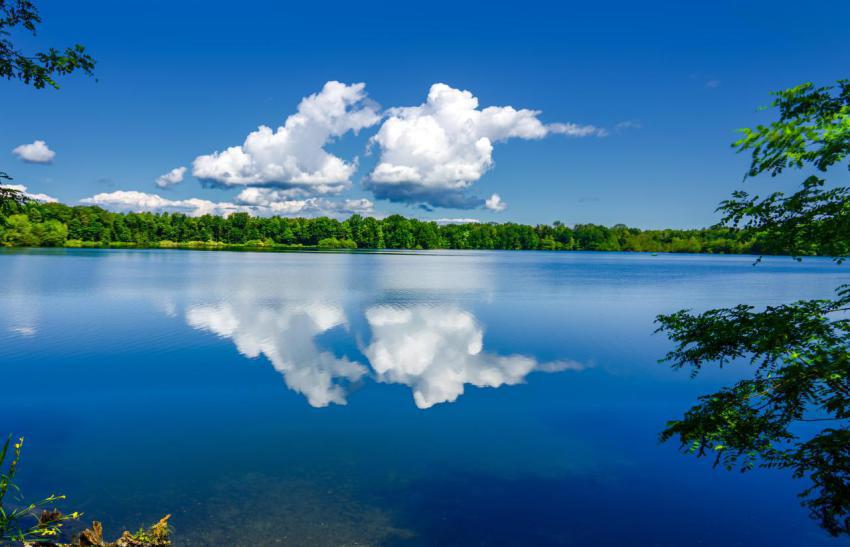 Scenic view of a tranquil blue lake with lush gree 2024 06 17 15 48 10 utc