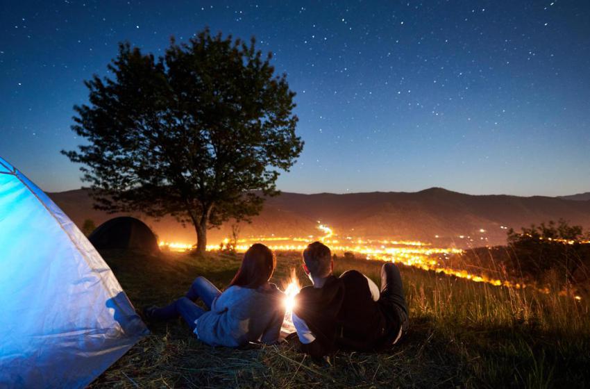 Couple tourists resting at night camping under sta 2023 11 27 04 59 03 utc
