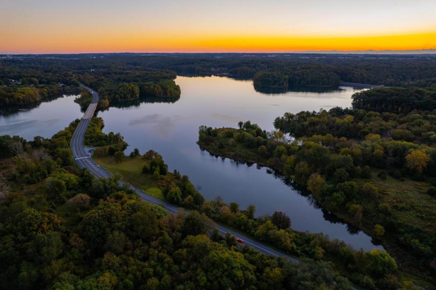 Aerial view of a highway road next to seneca lake 2023 11 27 05 04 08 utc