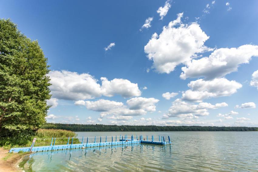 Colored plastic pier on the shore of a large lake 2024 07 23 23 17 20 utc
