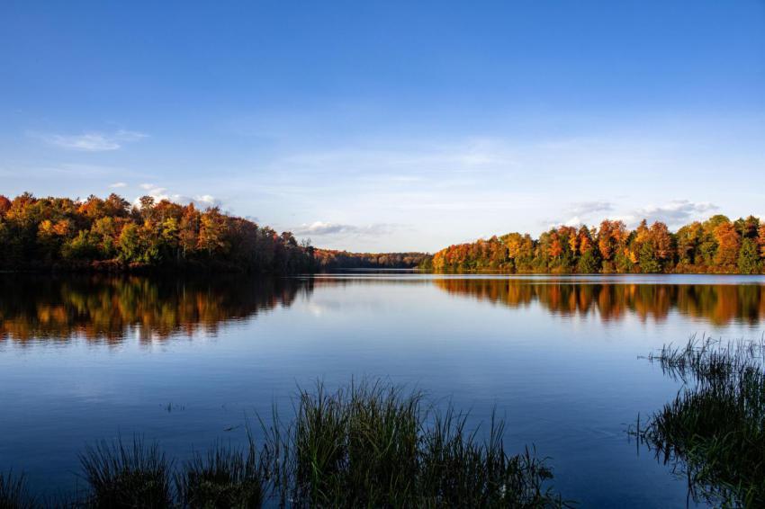 Picturesque view of fall colors on lake jean at ri 2023 11 27 05 02 26 utc