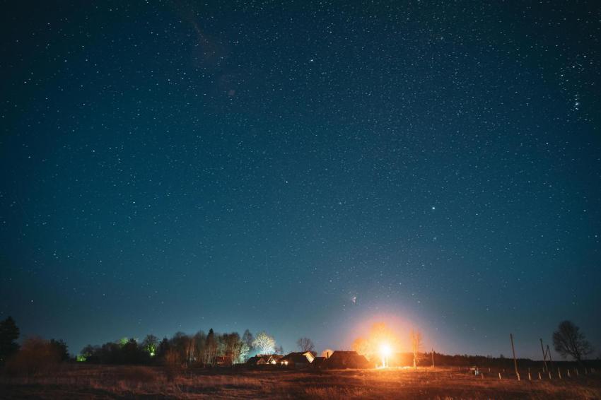 Real night sky stars above old village natural st 2023 11 27 05 30 53 utc