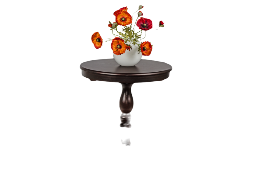 Bouquet of artificial poppies in a vase on the rou 2024 10 18 07 14 25 utc
