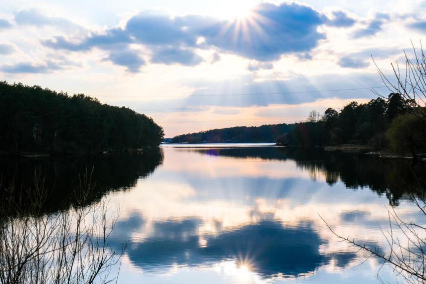 Scenic view of calm lake at sunset river weather 2023 11 27 04 51 01 utc