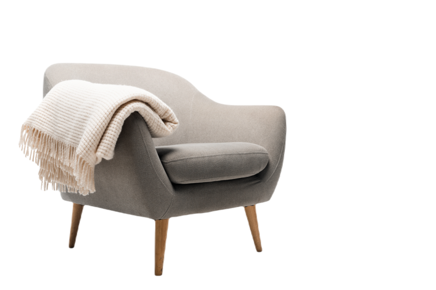 Comfortable grey modern armchair with blanket isol 2024 11 18 22 19 25 utc