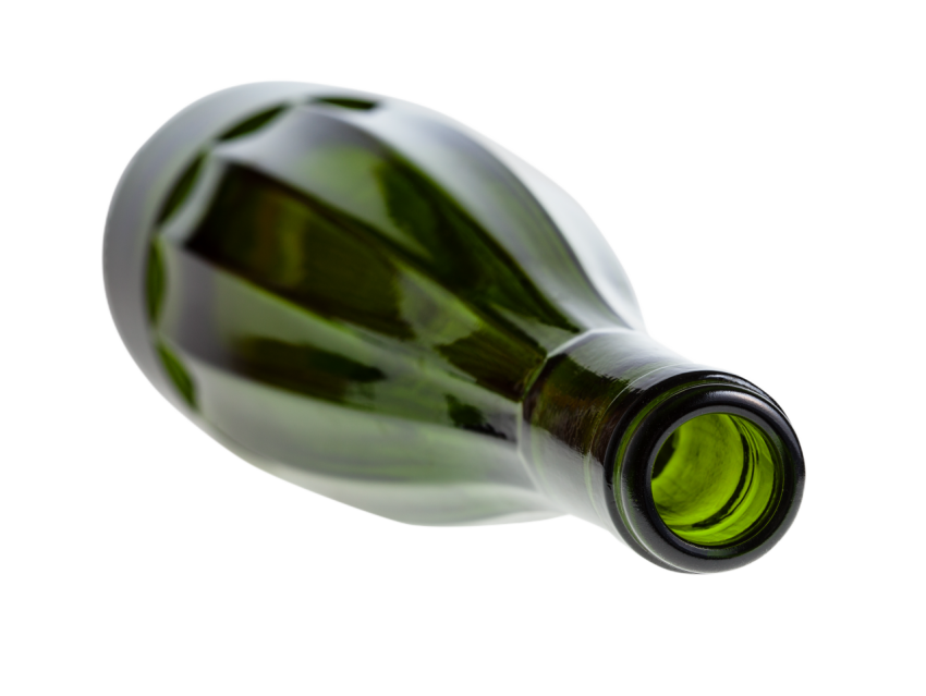Overturned faceted green wine bottle isolated 2024 10 13 12 36 14 utc
