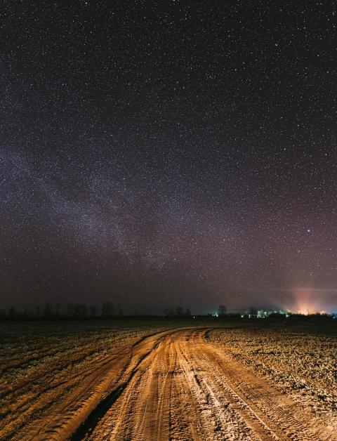 Night starry sky with glowing stars above countrys 2023 11 27 05 21 43 utc