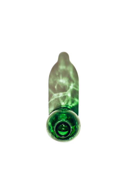Top view of empty green glass bottle with shadow o 2024 11 10 04 45 04 utc