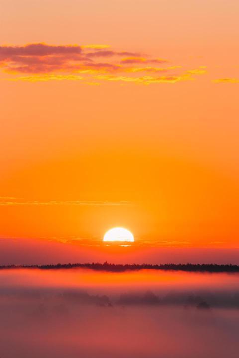 Amazing sunrise over misty landscape scenic view 2023 11 27 04 55 33 utc