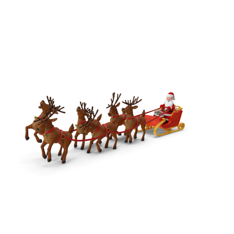 Santa Claus Deer Sleigh Standing H03 2k