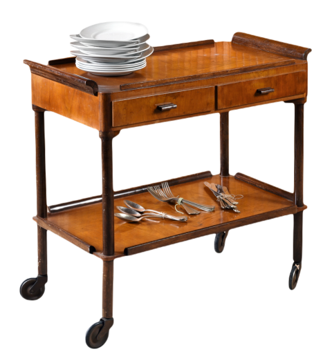 Vintage wooden serving trolley on wheels 2023 11 27 05 24 38 utc